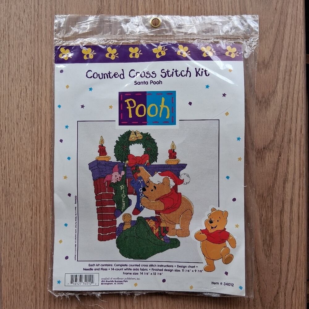 Vintage Disney Winnie The Pooh Santa Pooh Counted Cross Stitch Kit
